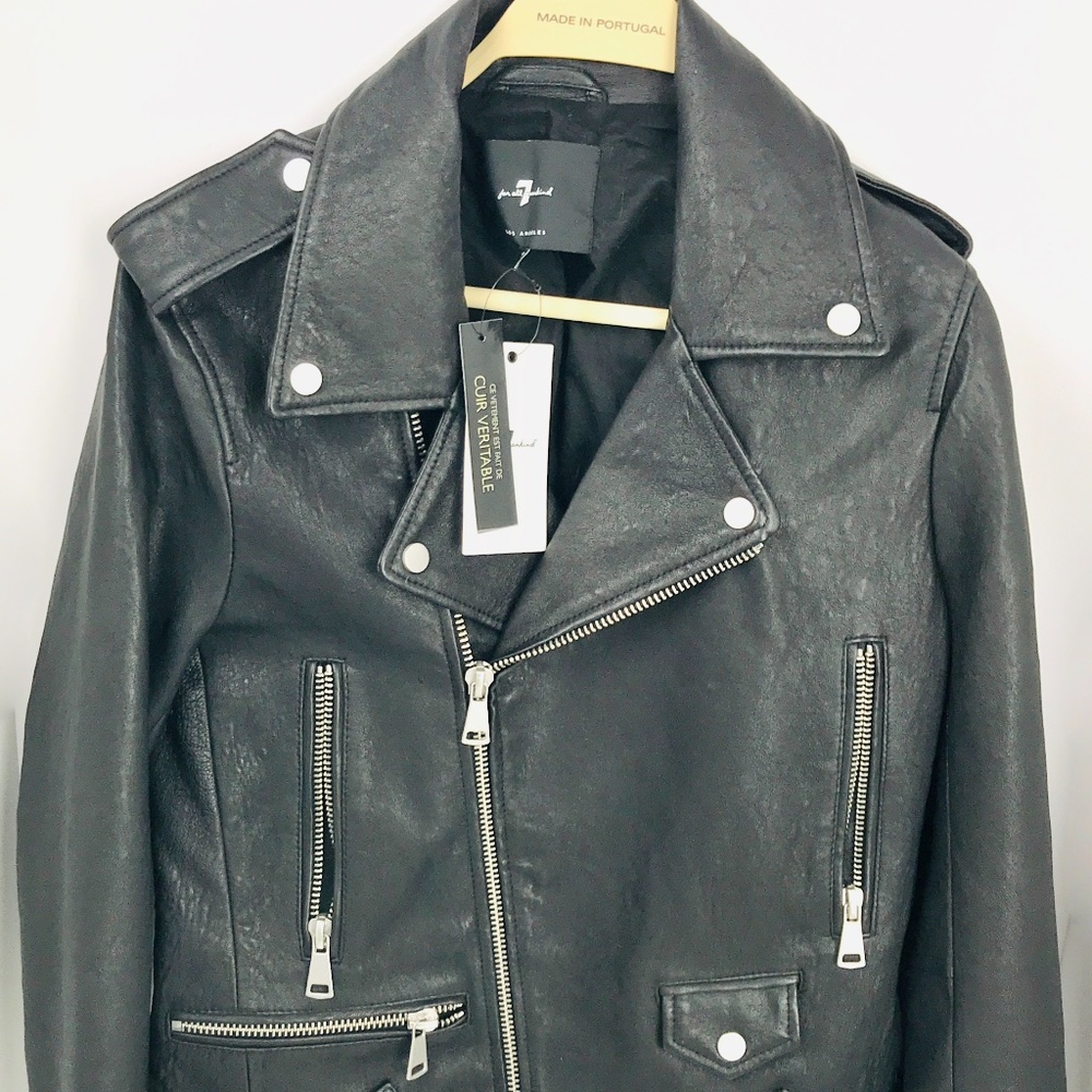 7 FOR ALL MANKIND LEATHER BIKER JACKET SzM NWT